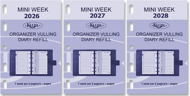 6247-26-27-28 104 x 68 mm Mini Ordre du jour Organizer REFOLLS SEMAINE NL EN 2026 2027 2028